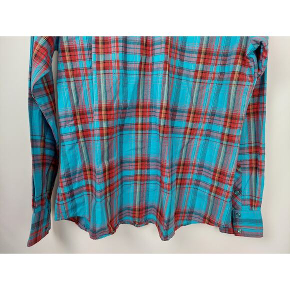 Cruel Girl Western Women's Turquoise Red Snap Casual Top Size Extra Large - Picture 10 of 10